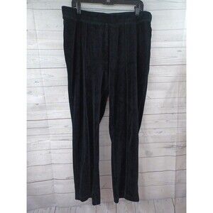 Zenergy by Chicos Women Velvet Pant Size 2 Reg 12 Black Straight Pull On Velour